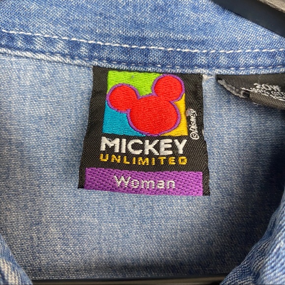 Vintage Embroidered Mickey Mouse Denim Top - Picture 5 of 8
